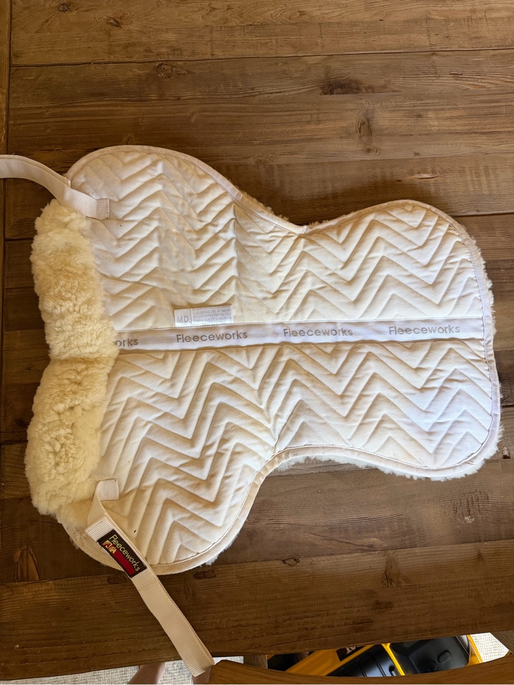 Fleeceworks White Sheepskin-Trim Half Pad size medium